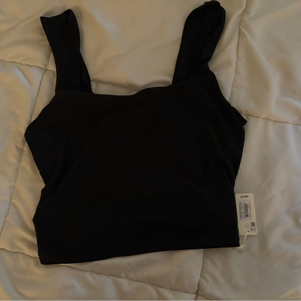 Aerie Black Fitted Crop Tank Top